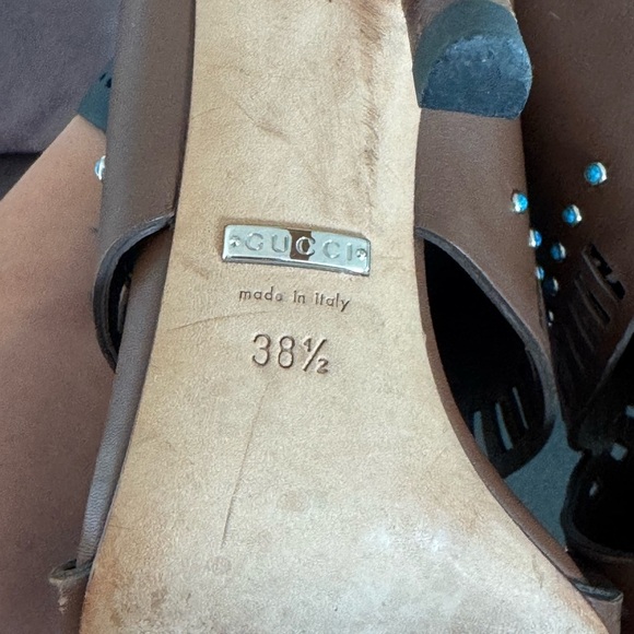 Authentic Gucci Brown Western Heeled Boots with Colorful Accents Perfect For U! - Picture 6 of 8